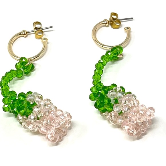 New Anthropologie Beaded Flower Drop Earrings - Picture 2 of 5